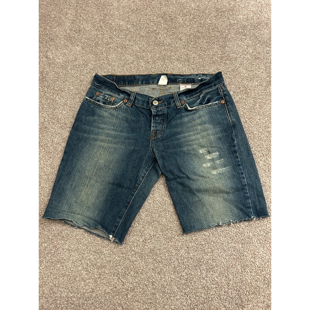 Lucky Brand Denim Shorts Womens 6 28 Blue Excellent Raw Hem Sweet Kosmo Jean